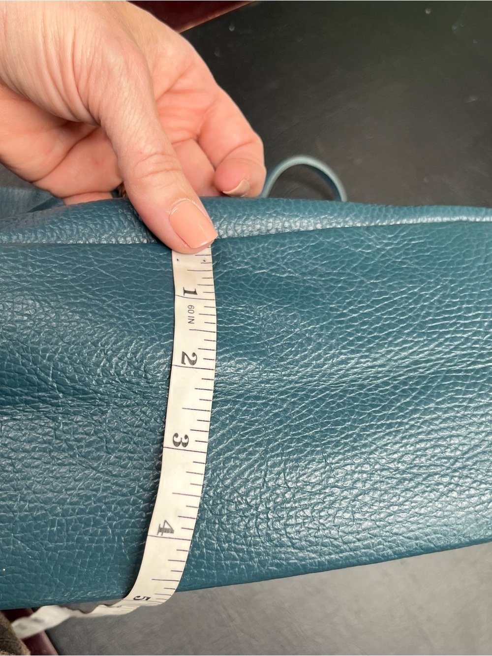 Teal leather tote bag - Picture 12 of 12